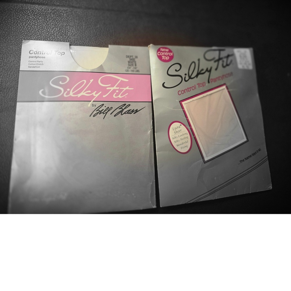 Vintage Bill Blass Silky Fit Control Top Pantyhose Bundle Size B White Blush 2pk